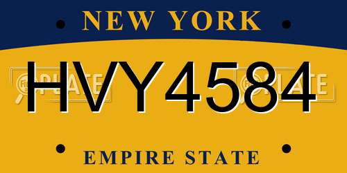 HVY4584 New York License Plate