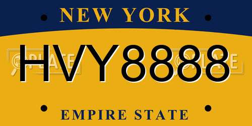 HVY8888 New York License Plate