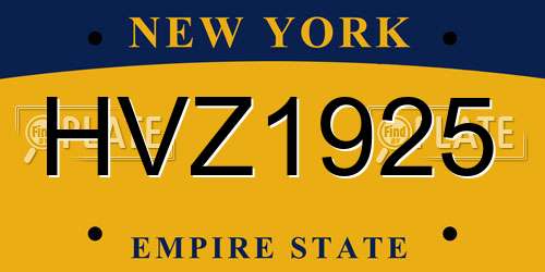 HVZ1925 New York License Plate