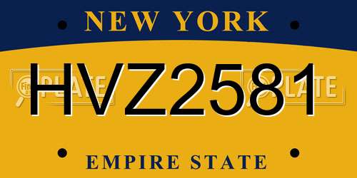 HVZ2581 New York License Plate