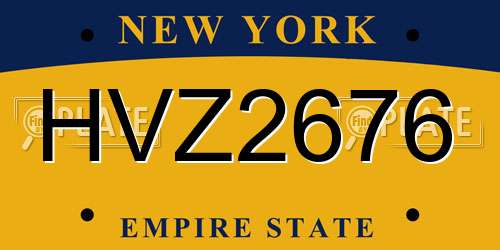 HVZ2676 New York License Plate