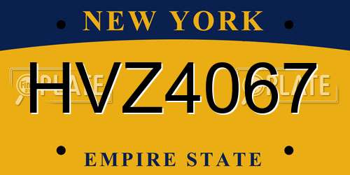 HVZ4067 New York License Plate