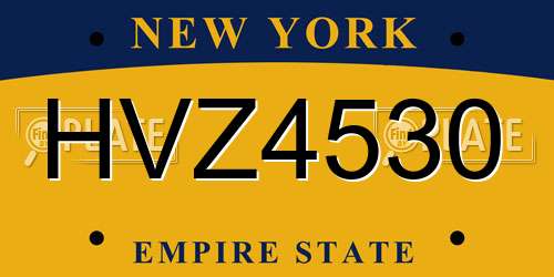HVZ4530 New York License Plate