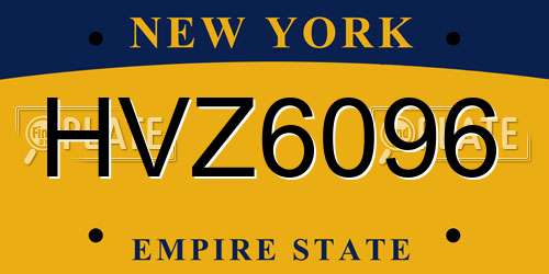 HVZ6096 New York License Plate