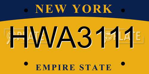 HWA3111 New York License Plate