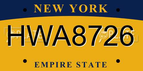 HWA8726 New York License Plate