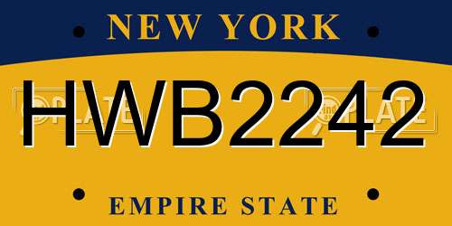 HWB2242 New York License Plate