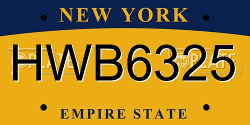 HWB6325 New York License Plate