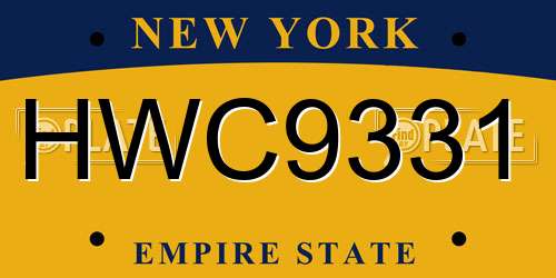 HWC9331 New York License Plate