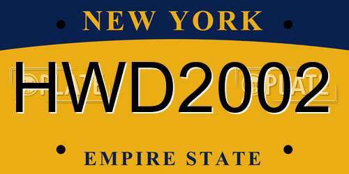 HWD2002 New York License Plate