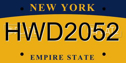 HWD2052 New York License Plate