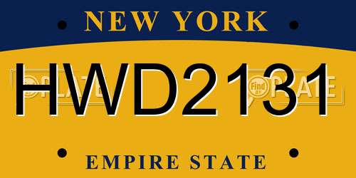 HWD2131 New York License Plate