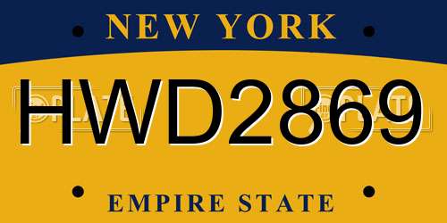 HWD2869 New York License Plate
