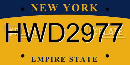 HWD2977 New York License Plate
