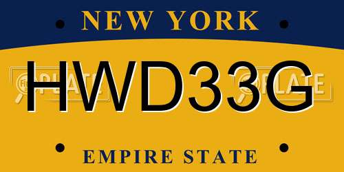 HWD33G New York License Plate