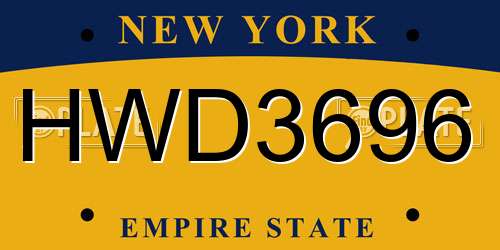HWD3696 New York License Plate