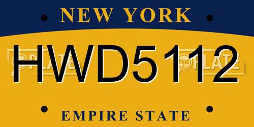 HWD5112 New York License Plate
