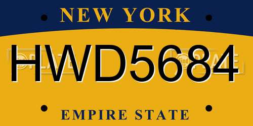 HWD5684 New York License Plate