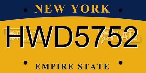 HWD5752 New York License Plate