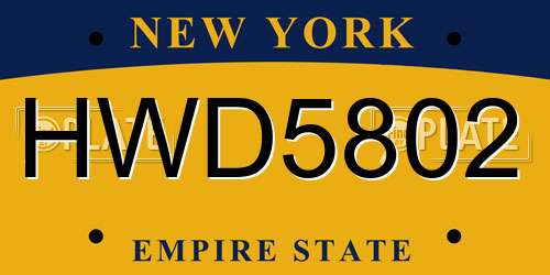 HWD5802 New York License Plate