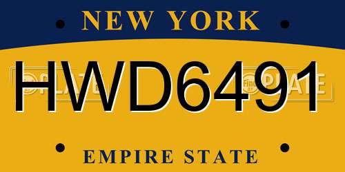 HWD6491 New York License Plate