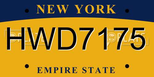 HWD7175 New York License Plate