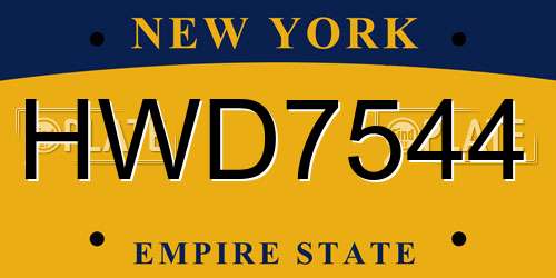 HWD7544 New York License Plate