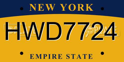HWD7724 New York License Plate