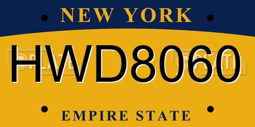 HWD8060 New York License Plate