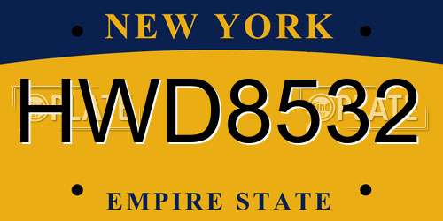 HWD8532 New York License Plate
