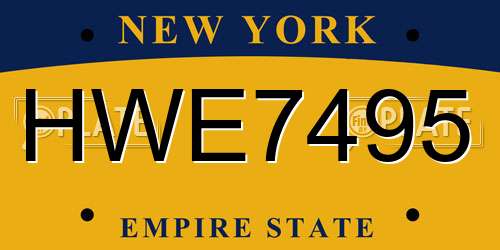HWE7495 New York License Plate