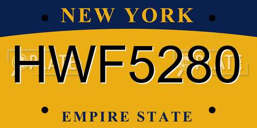 HWF5280 New York License Plate