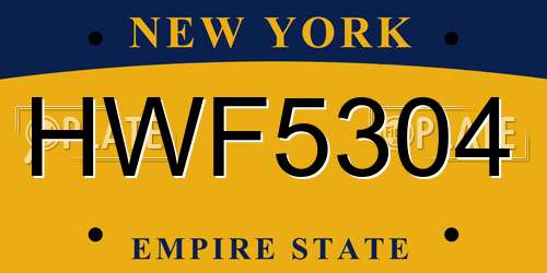 HWF5304 New York License Plate