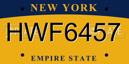 HWF6457 New York License Plate