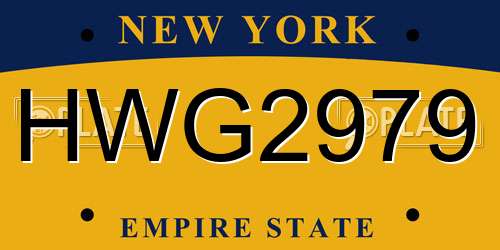 HWG2979 New York License Plate