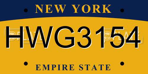 HWG3154 New York License Plate