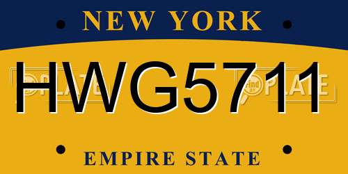 HWG5711 New York License Plate