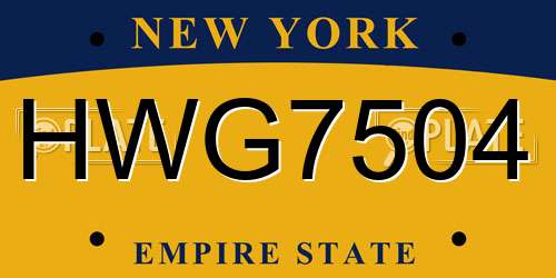 HWG7504 New York License Plate