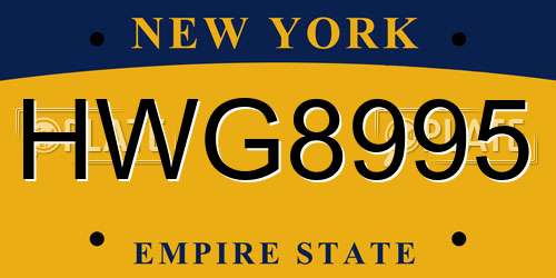 HWG8995 New York License Plate