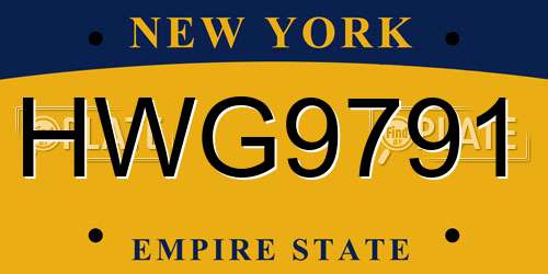 HWG9791 New York License Plate