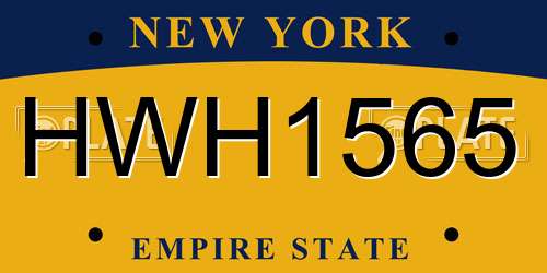 HWH1565 New York License Plate