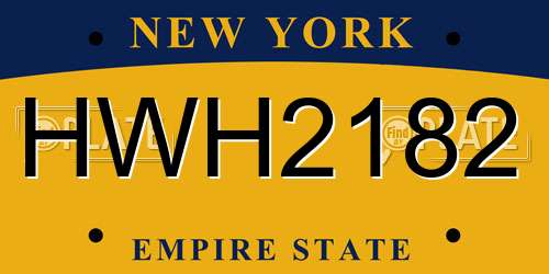 HWH2182 New York License Plate