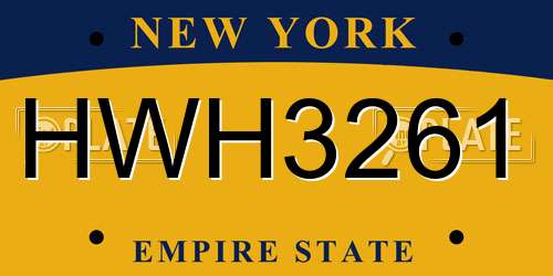 HWH3261 New York License Plate