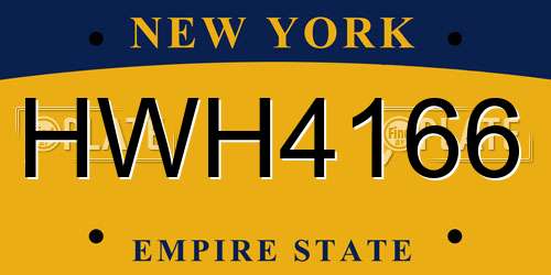 HWH4166 New York License Plate