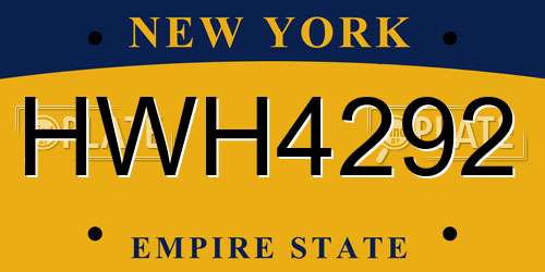 HWH4292 New York License Plate