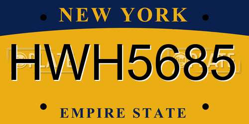 HWH5685 New York License Plate