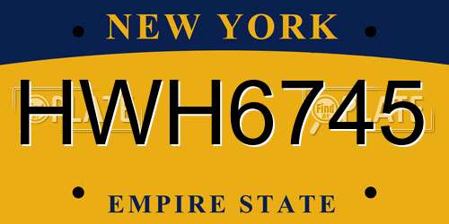 HWH6745 New York License Plate