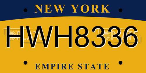 HWH8336 New York License Plate