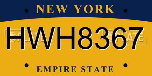 HWH8367 New York License Plate