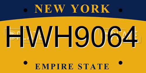 HWH9064 New York License Plate
